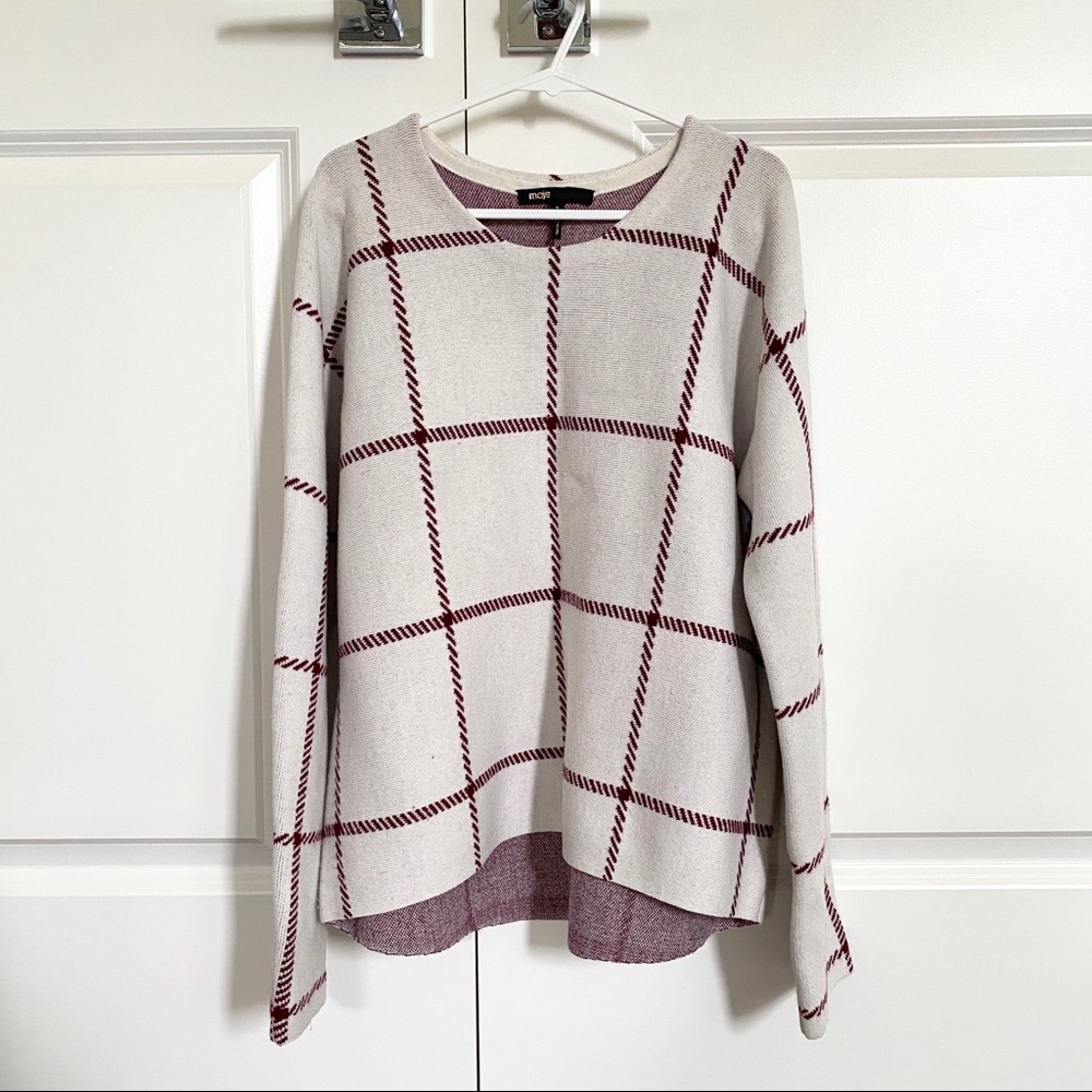 Maje Mademoise Plaid Sweater